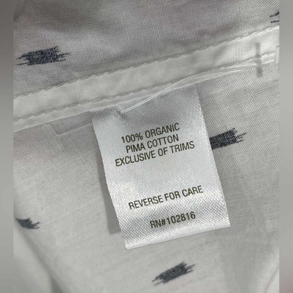 Garnet Hill 100% Organic Pima Cotton White Black Relaxed Shirt Size 12 - Picture 7 of 7